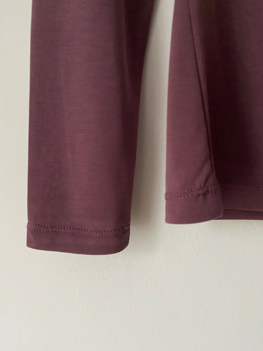 Very Long Sleeve T-Shirt Button Detail Light Burgundy Sizes: 12