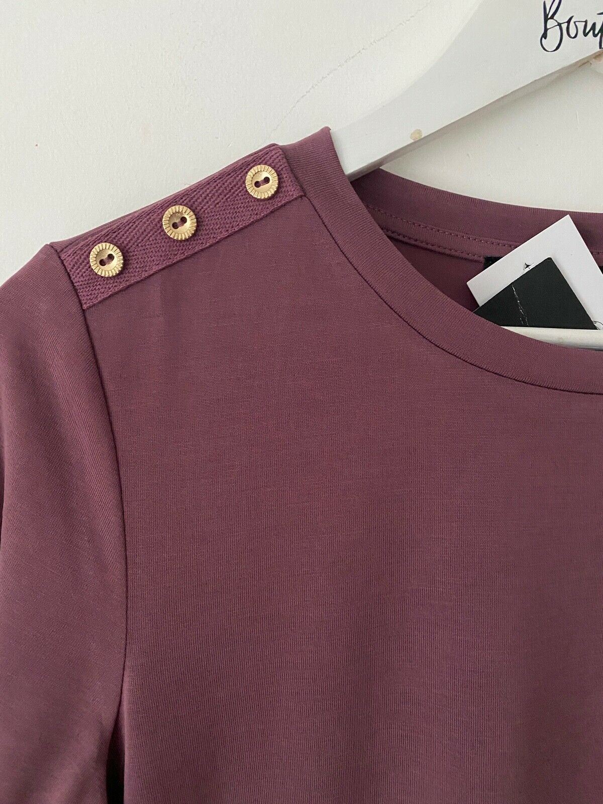 Very Long Sleeve T-Shirt Button Detail Light Burgundy Sizes: 12 - Beagle Boutique Fashion Outlet