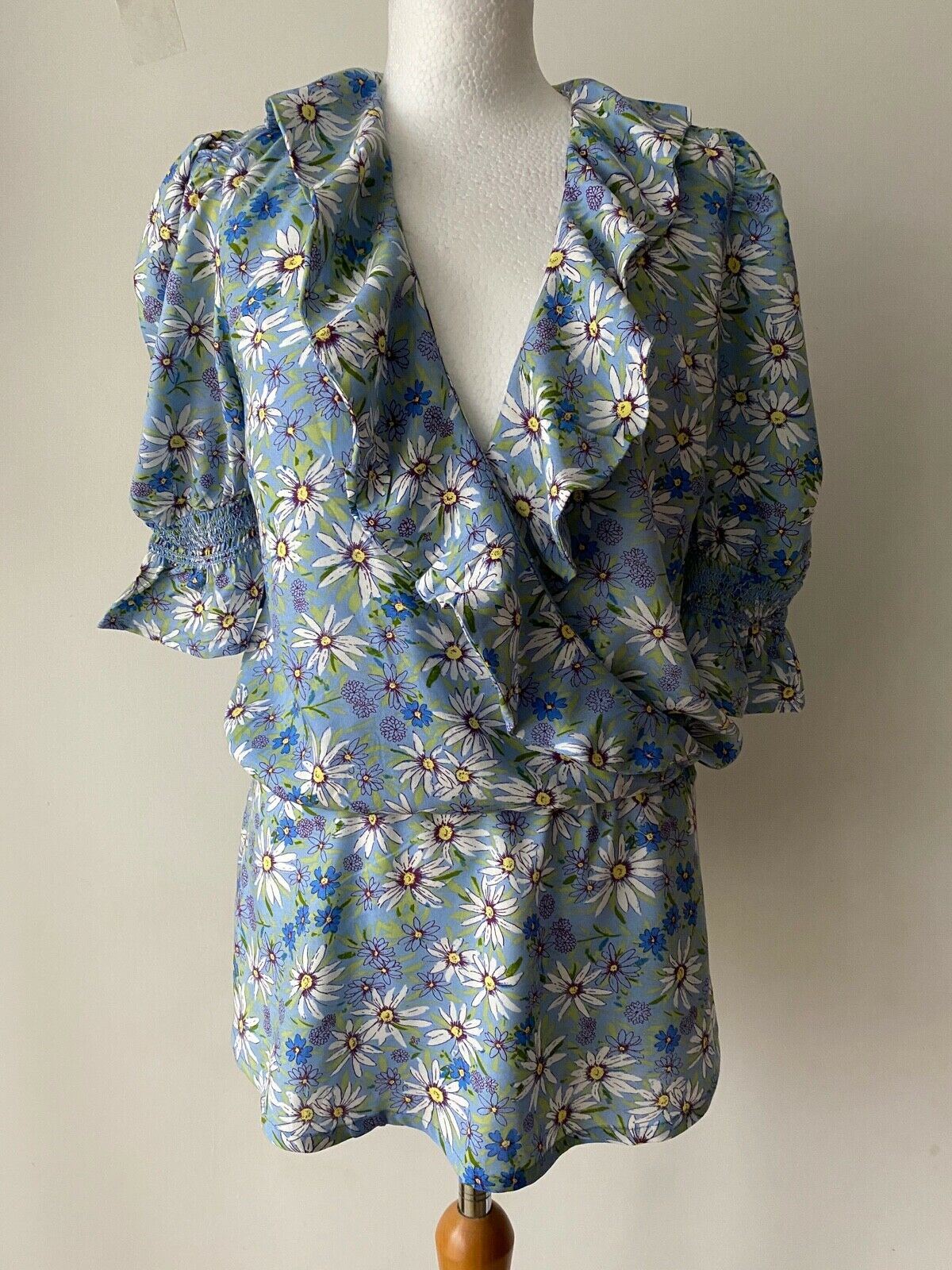 Very Shirred Peplum Cross Over Floral Blouse Sizes 12, 14 - Beagle Boutique Fashion Outlet