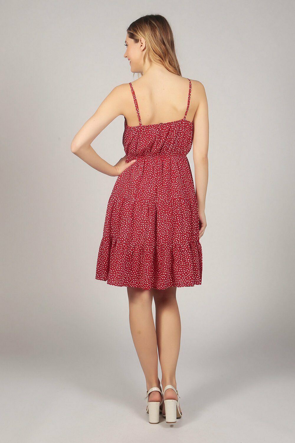 TENKI London Strappy Water Drop Tier Ruffle Dress Red Sizes 14 16 - Beagle Boutique Fashion Outlet