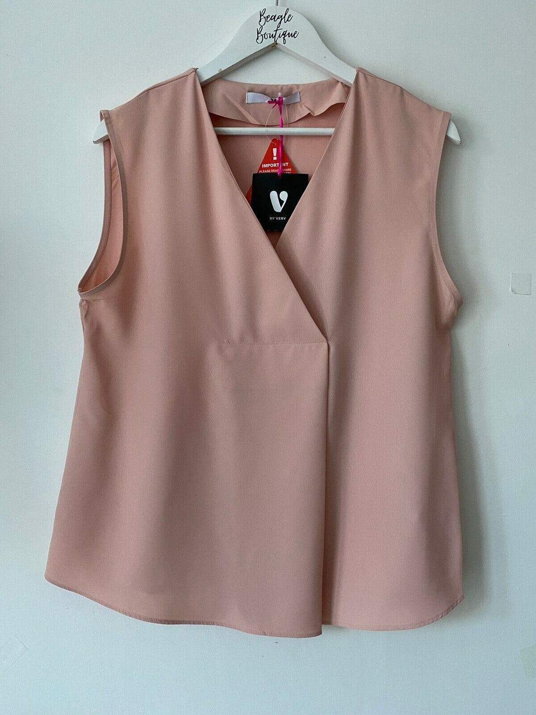 Very Blush Pink V-Neck Sleeveless Blouse Size 12 - Beagle Boutique Fashion Outlet