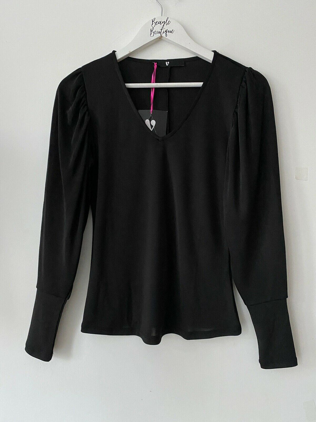 Very Blouson Sleeve Black Top Size 8 - Beagle Boutique Fashion Outlet