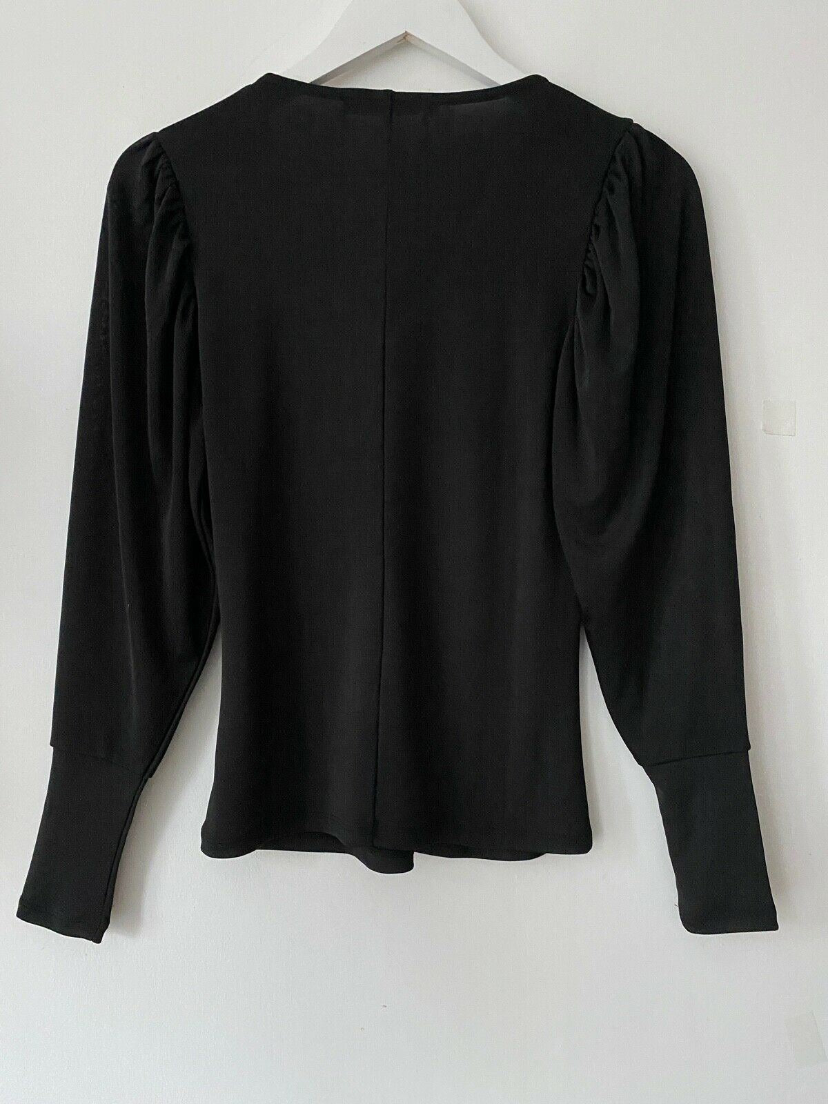 Very Blouson Sleeve Black Top Size 8