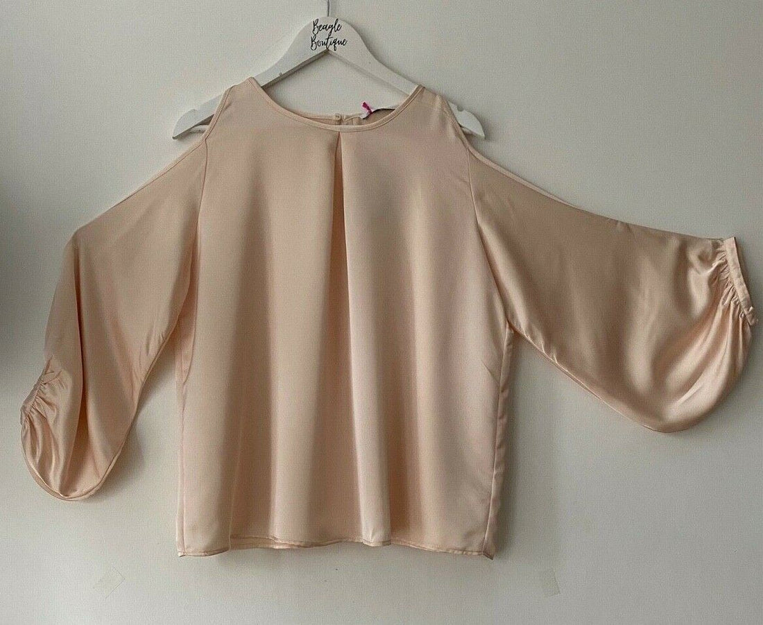 Very Cold Shoulder Slit Sleeves Satin Type Blouse Size 10 - Beagle Boutique Fashion Outlet