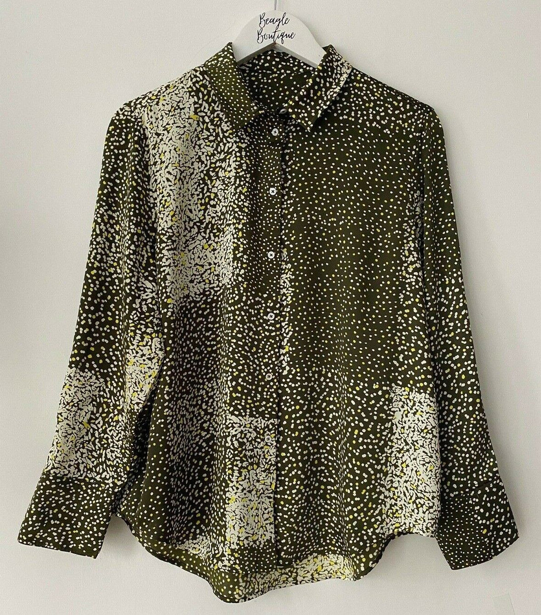 M&S Green Mix Satin Type Shirt Sizes 10, 14 - Beagle Boutique Fashion Outlet