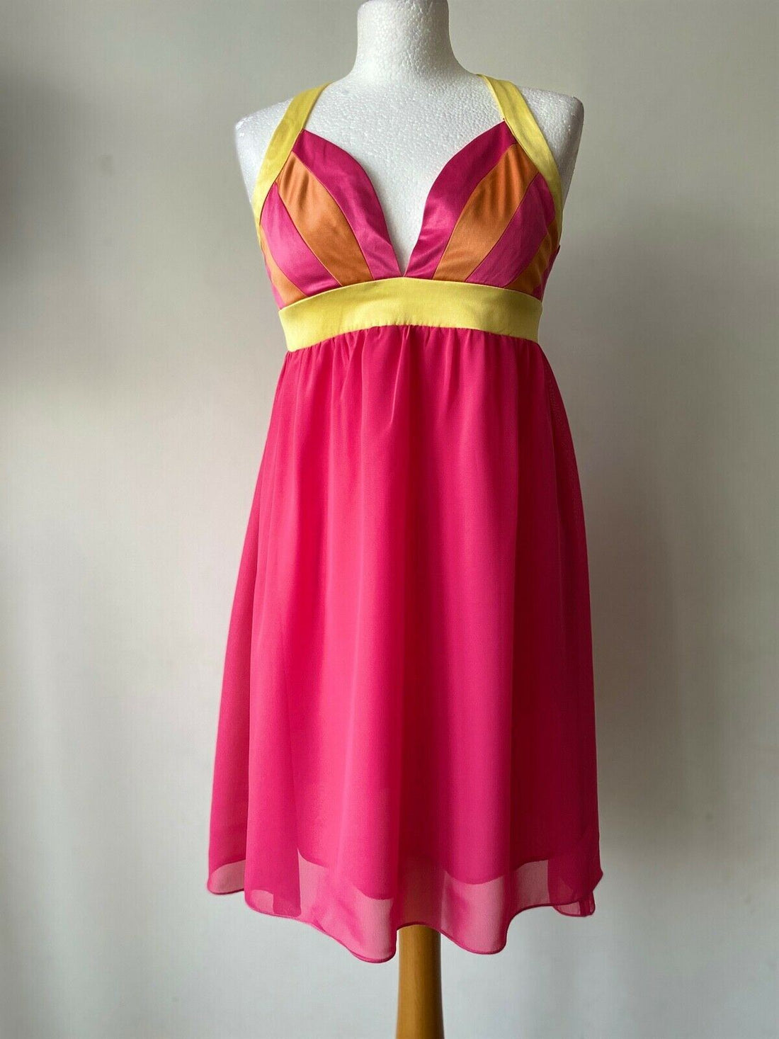 Parisian Limited Edition Pink Yellow Mesh Skirt Dress - Beagle Boutique Fashion Outlet