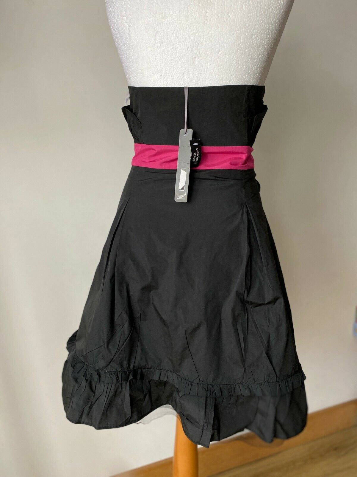 Red Herring Black Bardot Dress Size 16 shell type fabric Mesh Underskirt