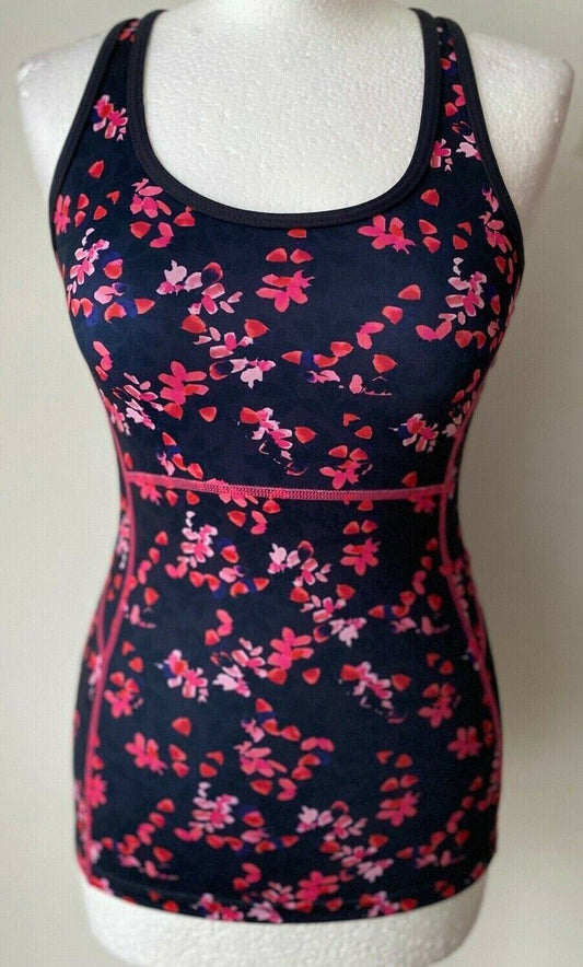Joules Activewear Navy Floral Gym Top Size 8, 10, 12 UK