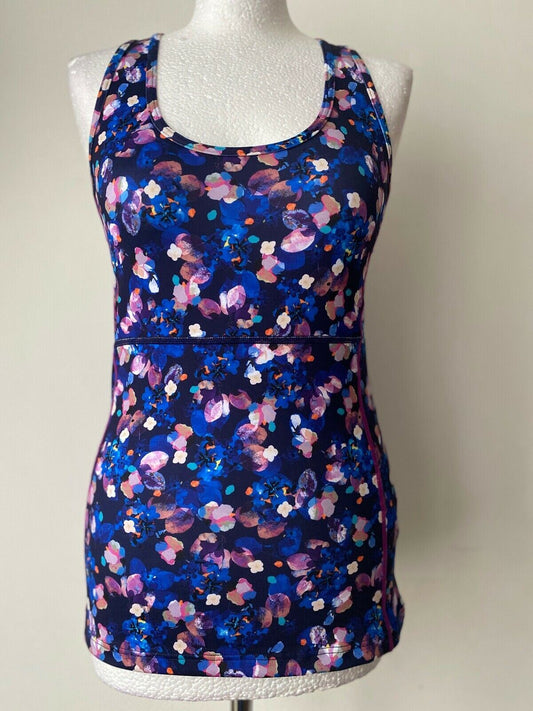 Joules Activewear Navy Floral Gym Top Size 8, 10, 12 UK