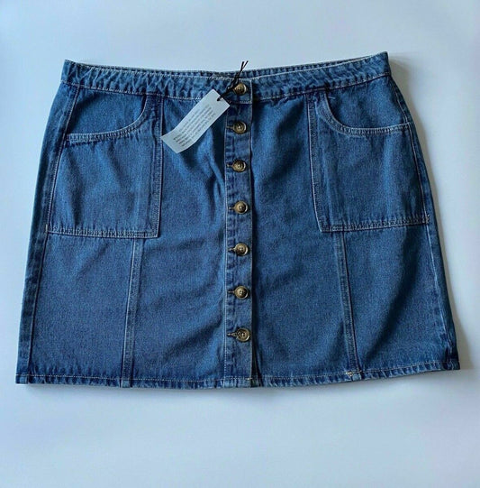 Studio Denim Button-down Skirt Blue or White Sizes 10, 12, 14, 16, 18, 20