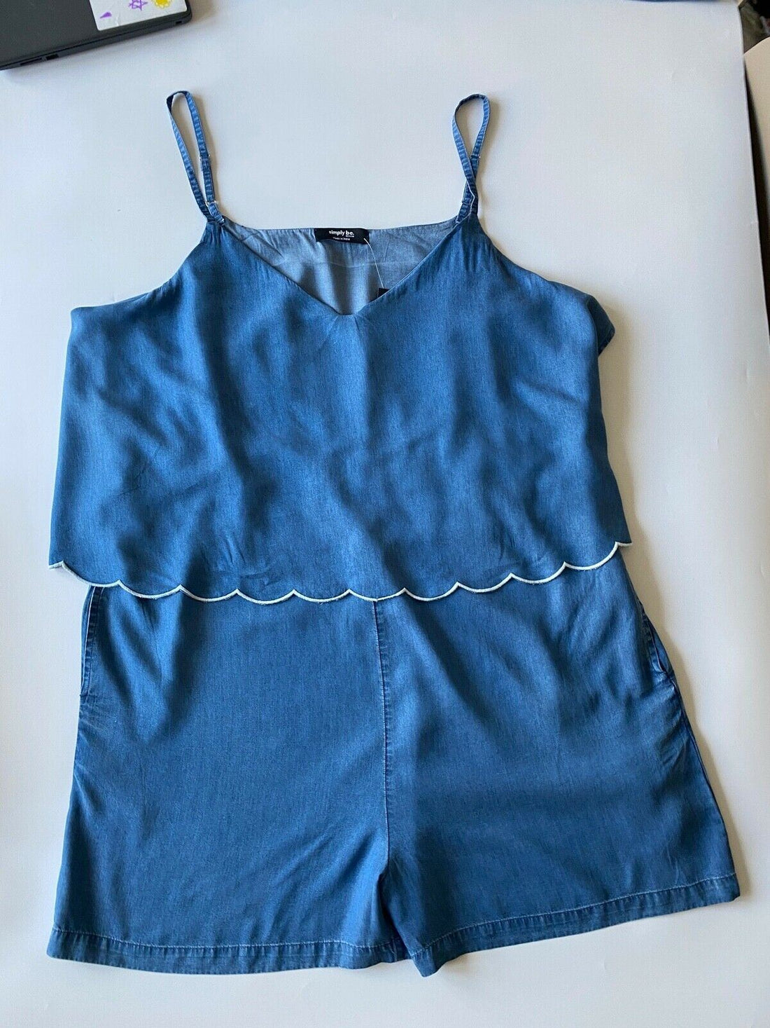 SimplyBe. Denim Playsuit Scalloped Hem Size 22 UK - BB Fashion Outlet