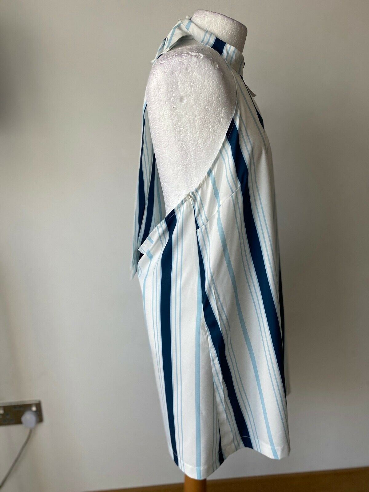 Yoins Halter Neck Backless Dress Blue White Stripe Size XL Size 18