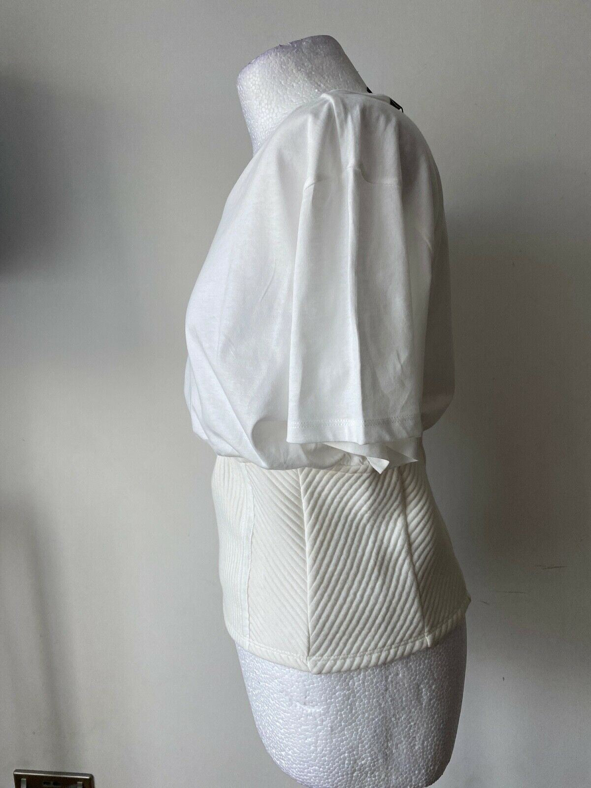 Topshop White Shirred Waist T-Shirt Size 14