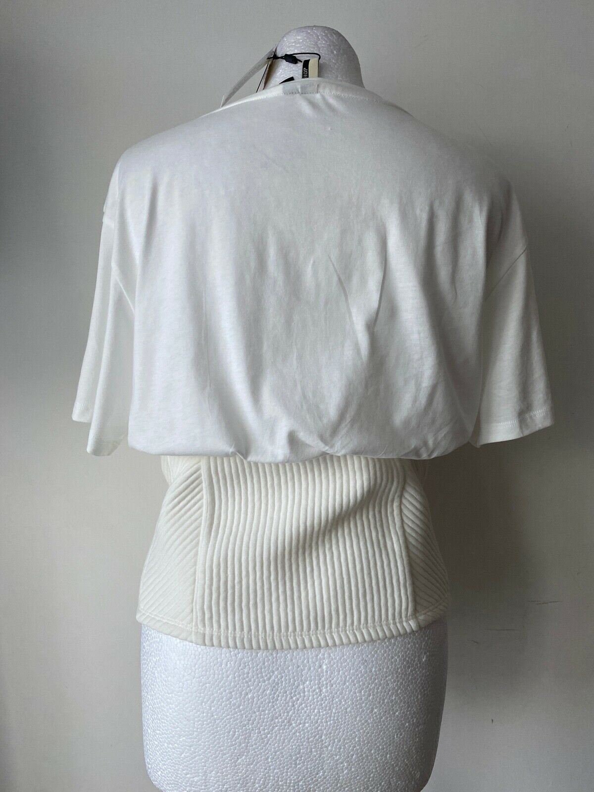 Topshop White Shirred Waist T-Shirt Size 14