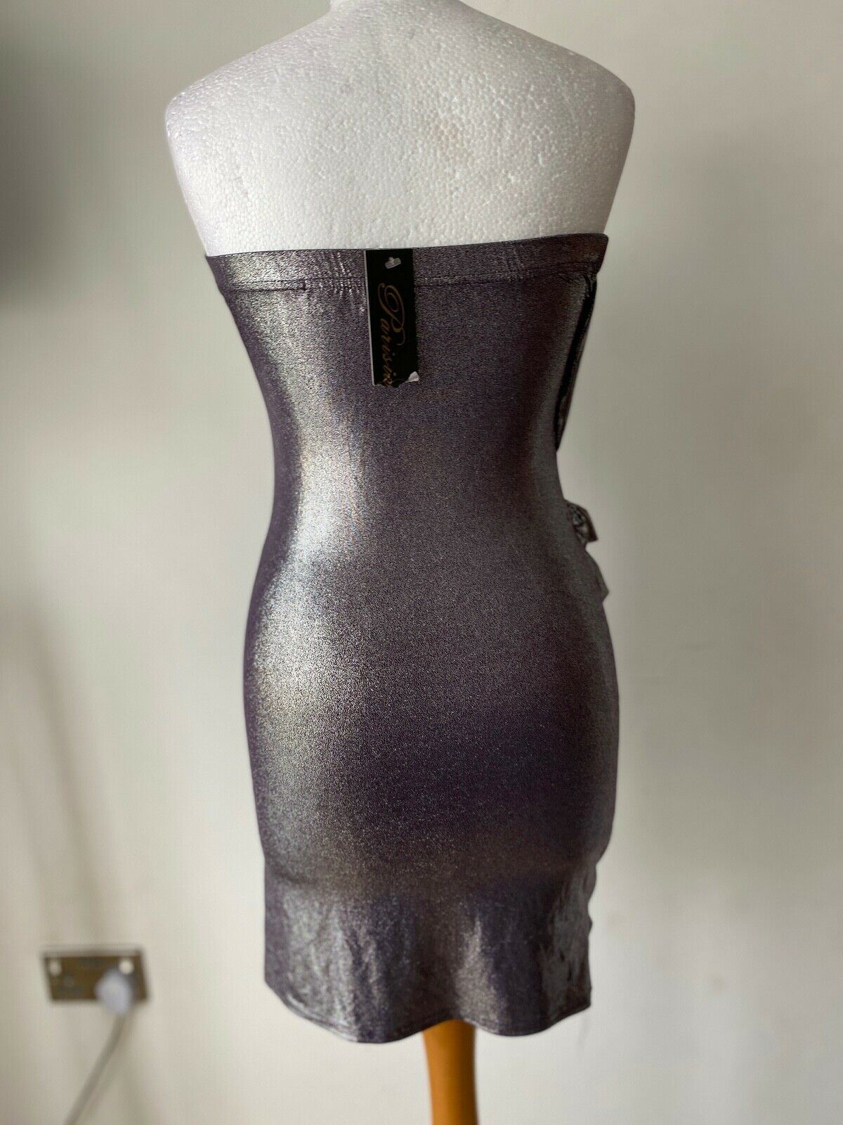 Parisian Purply Metallic Bodycon Strapless Dress Size M / L 10
