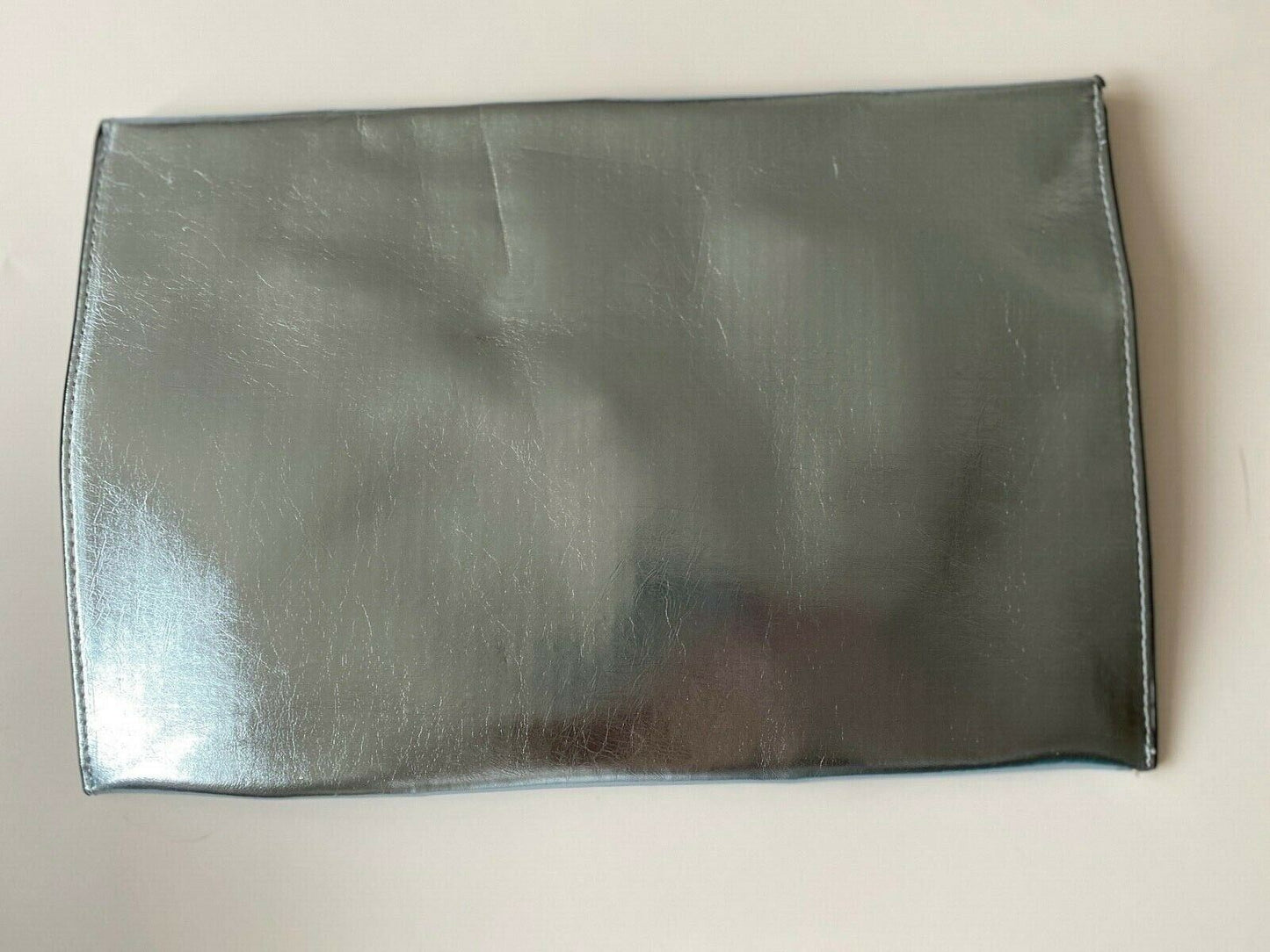label Be Envelope Clutch Handbag Metallic Light Blue