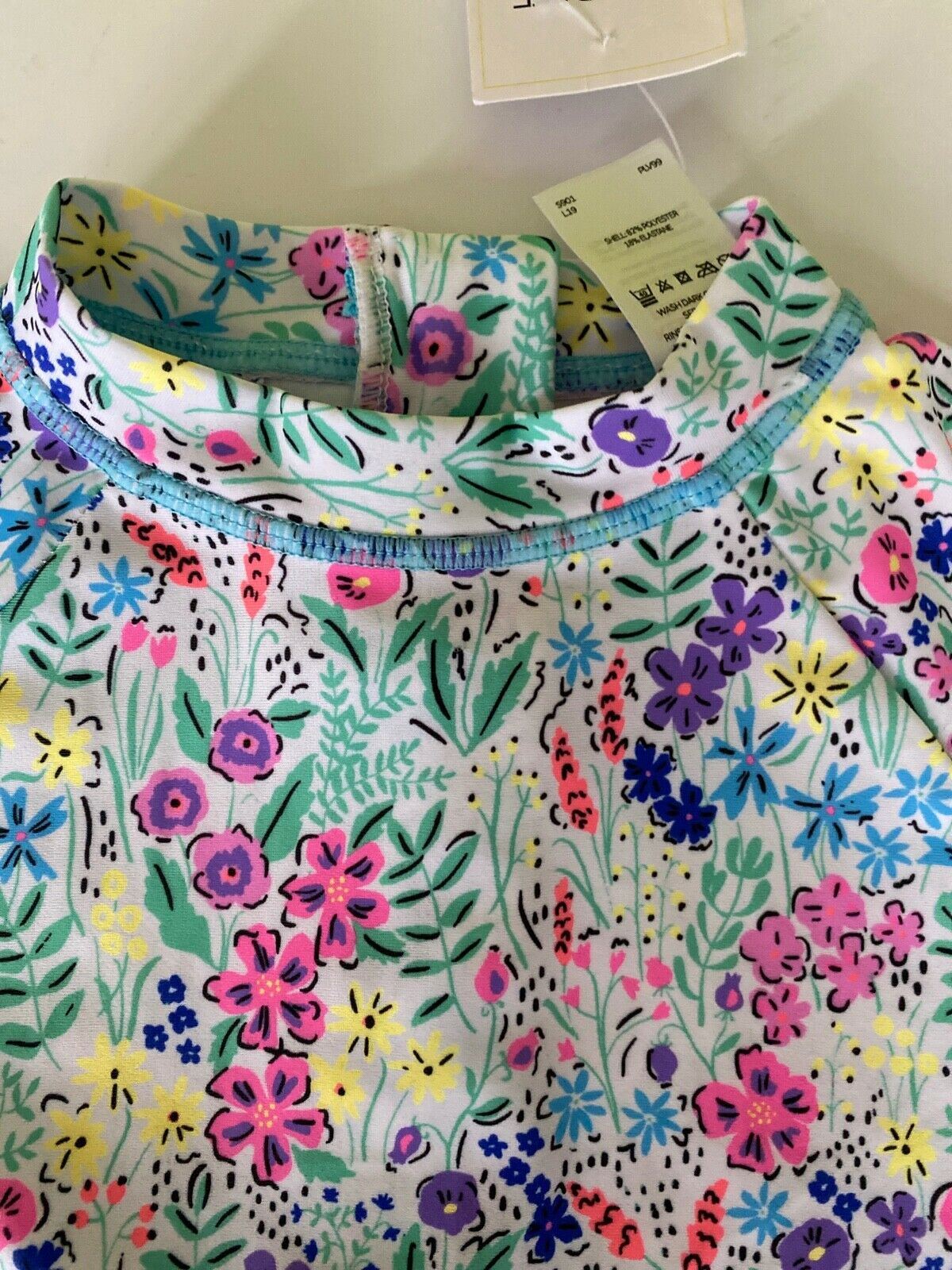 Girls VERY Neon Floral Sunsafe x2 Swimwear Tops Age 4-5 Bottoms are missing