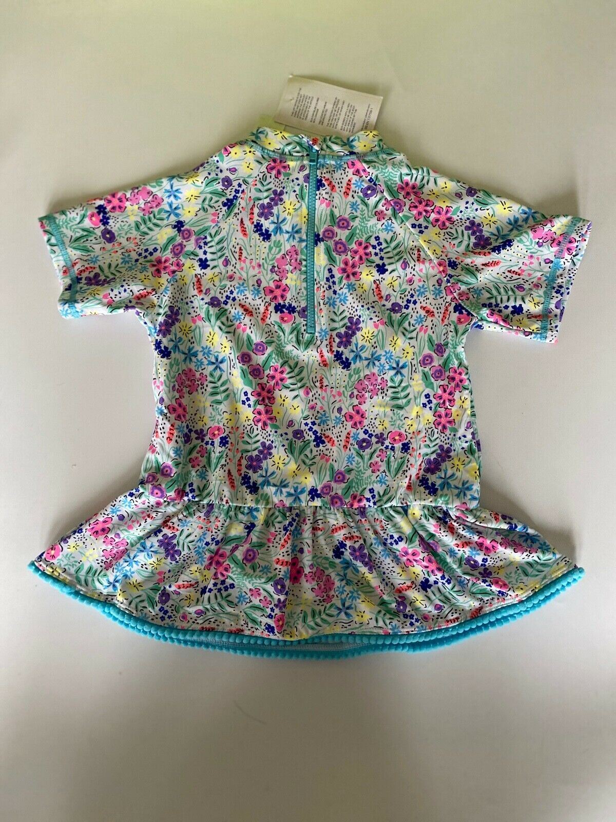 Girls VERY Neon Floral Sunsafe x2 Swimwear Tops Age 4-5 Bottoms are missing