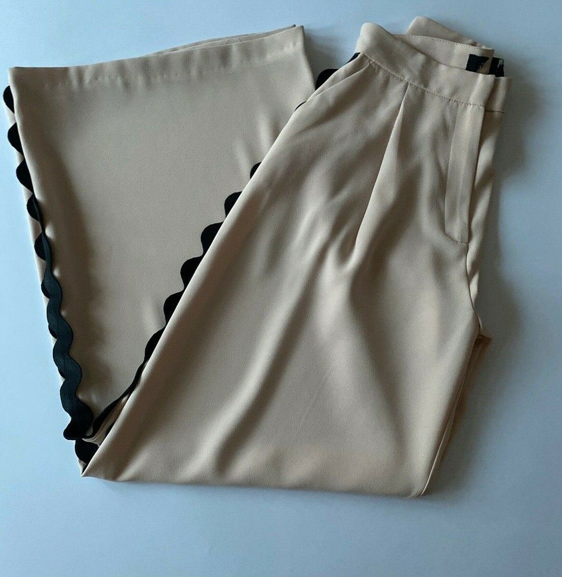 River Island Beige Palazzo Trousers Side Stripe - Beagle Boutique Fashion Outlet