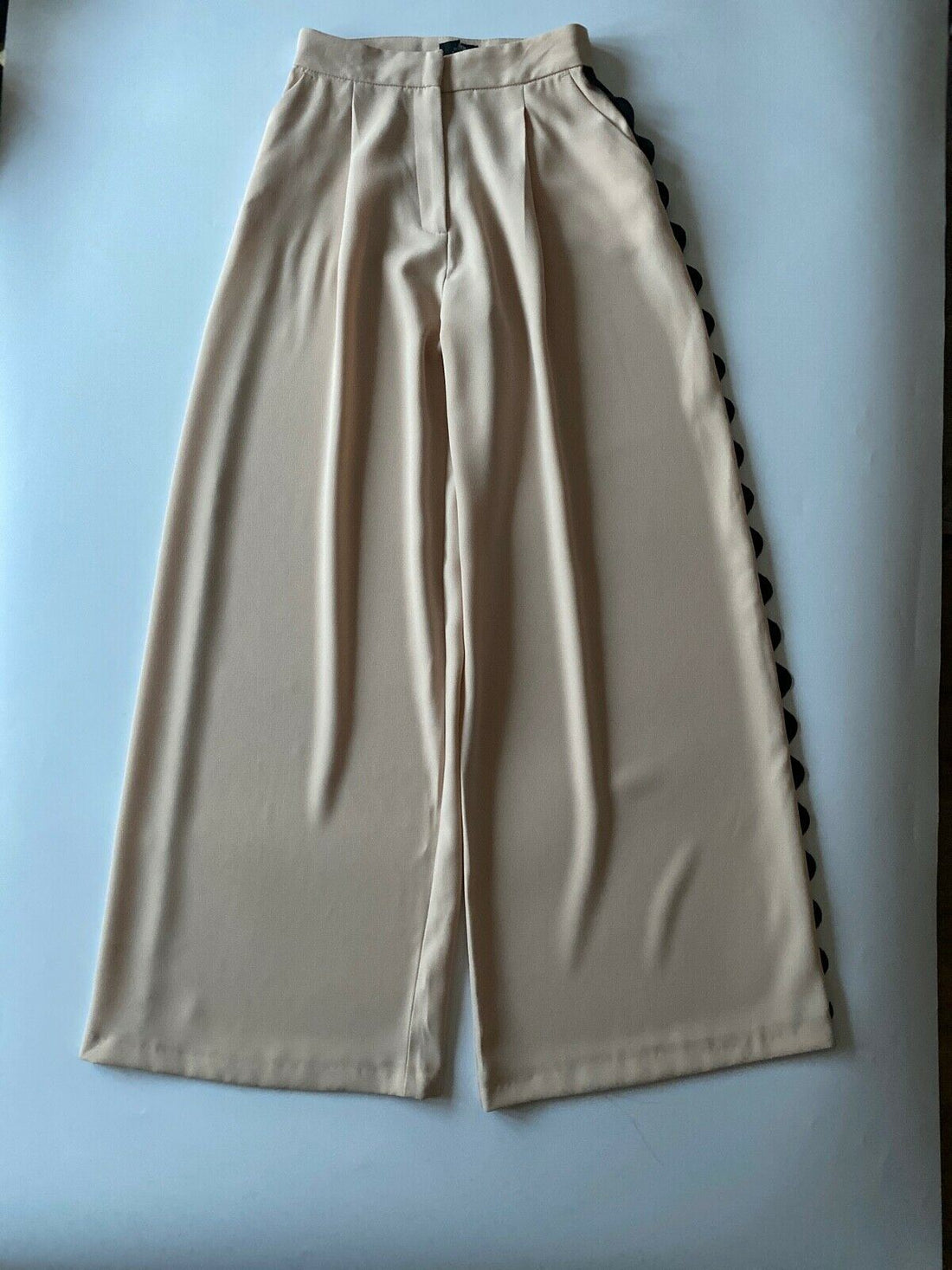 River Island Beige Palazzo Trousers Side Stripe - Beagle Boutique Fashion Outlet