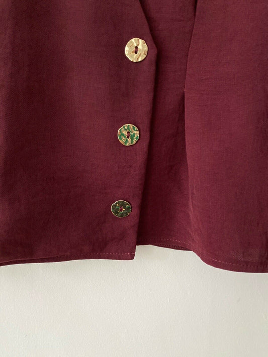 Topshop burgundy Side Button Blouse Size 6