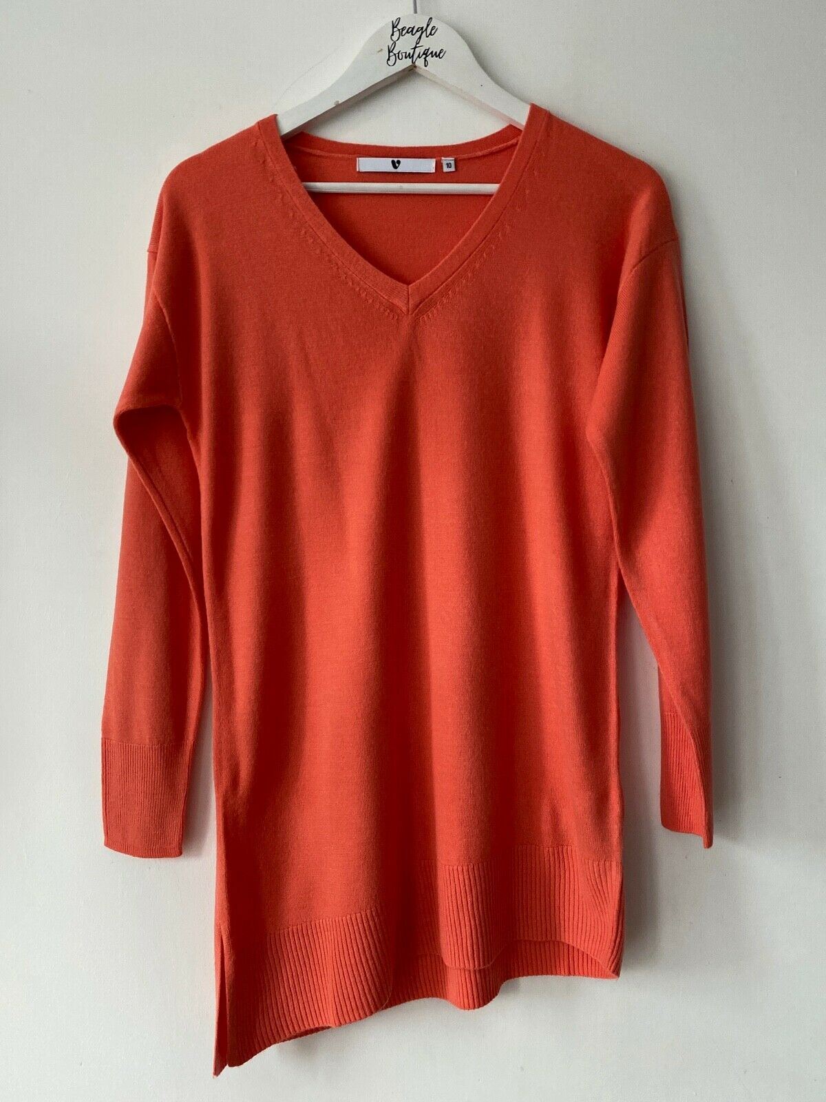 Very Asymmetric Knit Jumper Size 10 Coral