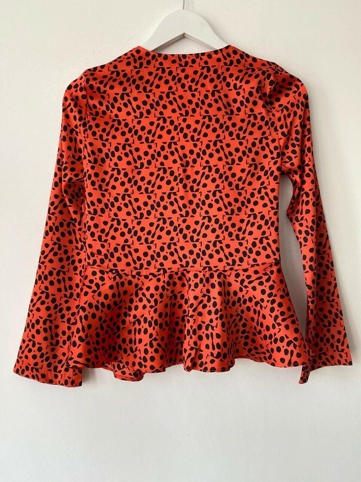 River Island Red Black Knit Front Blouse Size 6