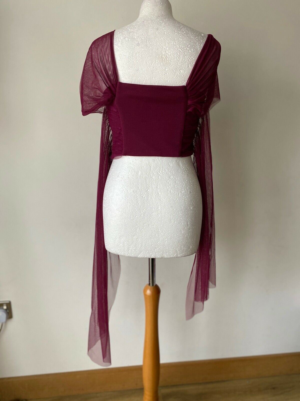 River Island Purple Strapless Crop Top Mesh Bow Detail Size 10 - Beagle Boutique Fashion Outlet