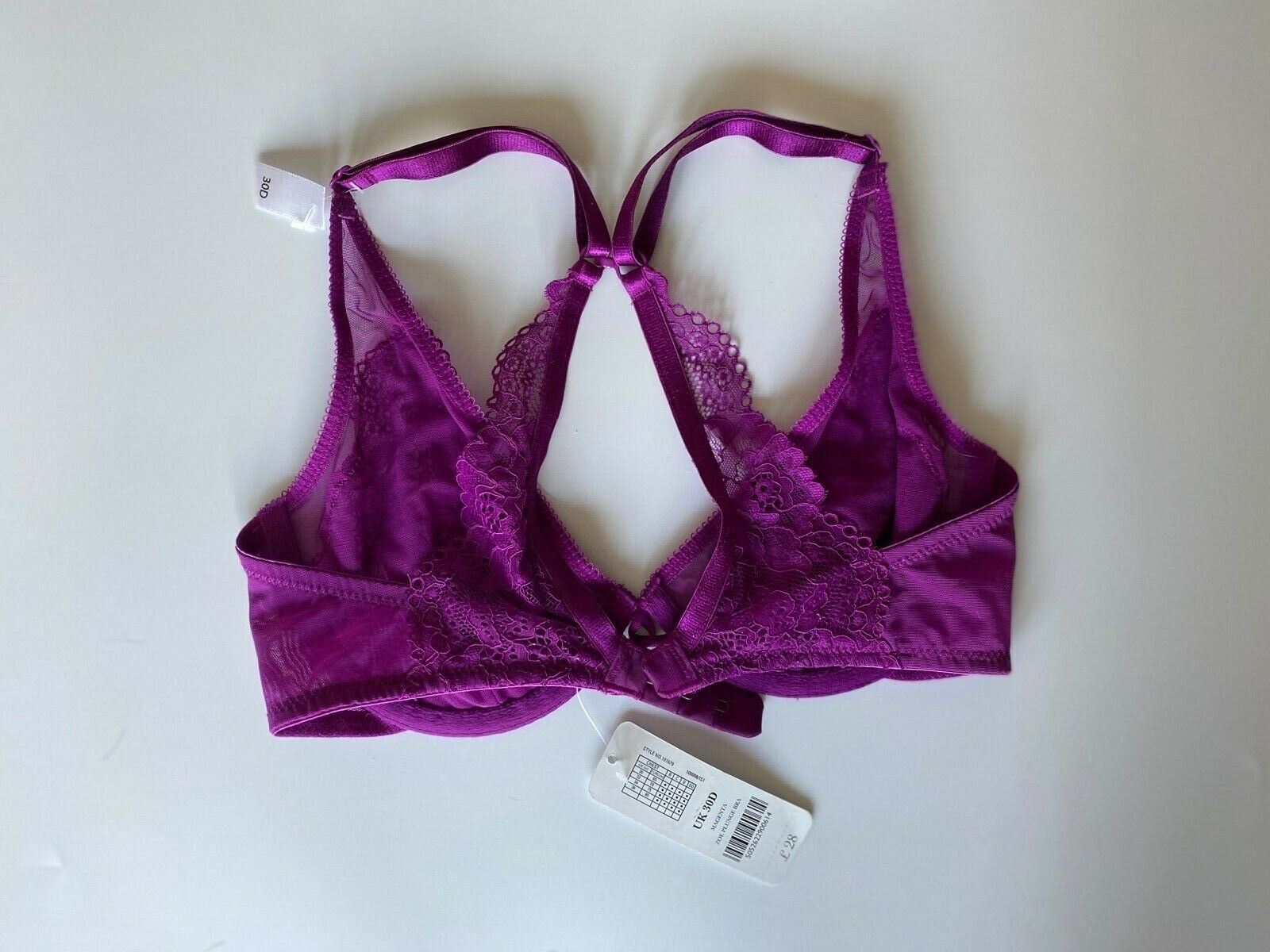 Boux Avenue Magenta Zoe Plunge Bra Size 30D - Beagle Boutique Fashion Outlet