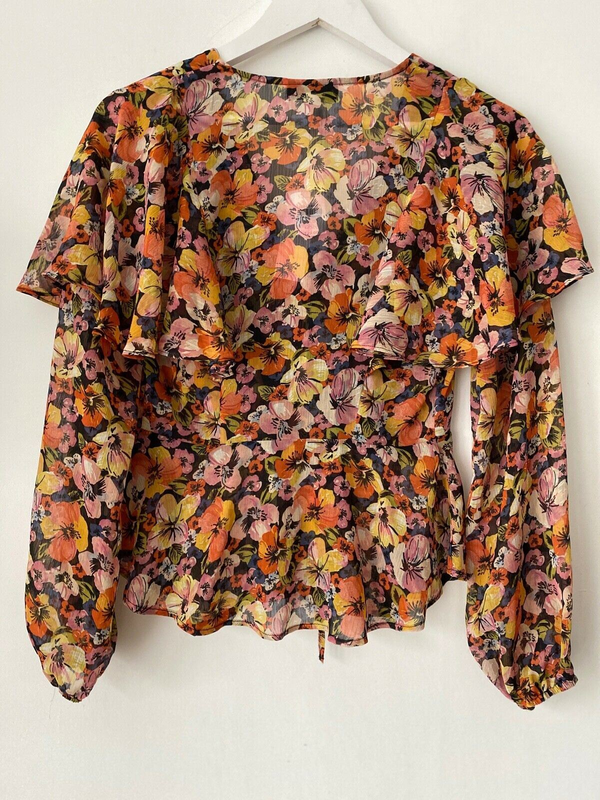 Topshop Ruffle Chiffon Blouse Tie Front Sizes 6, 8 - BB Fashion Outlet