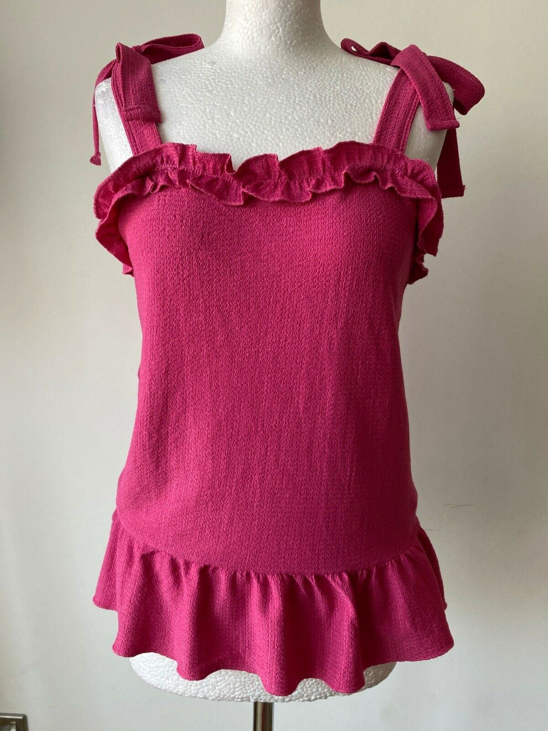 Papaya Pink Textured Tie Straps Cami Top 8, 10, 20 - BB Fashion Outlet