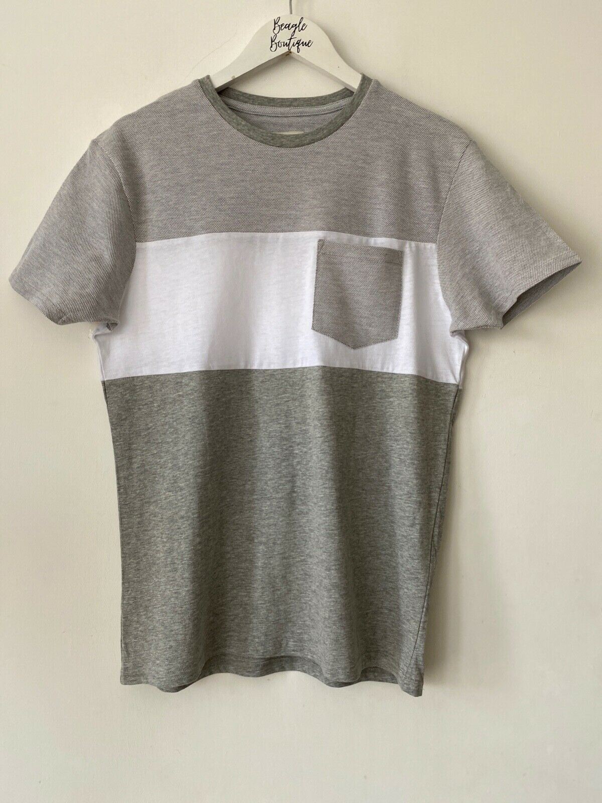 Mens 2nd Chapter Grey White Waffle T-Shirt Size S