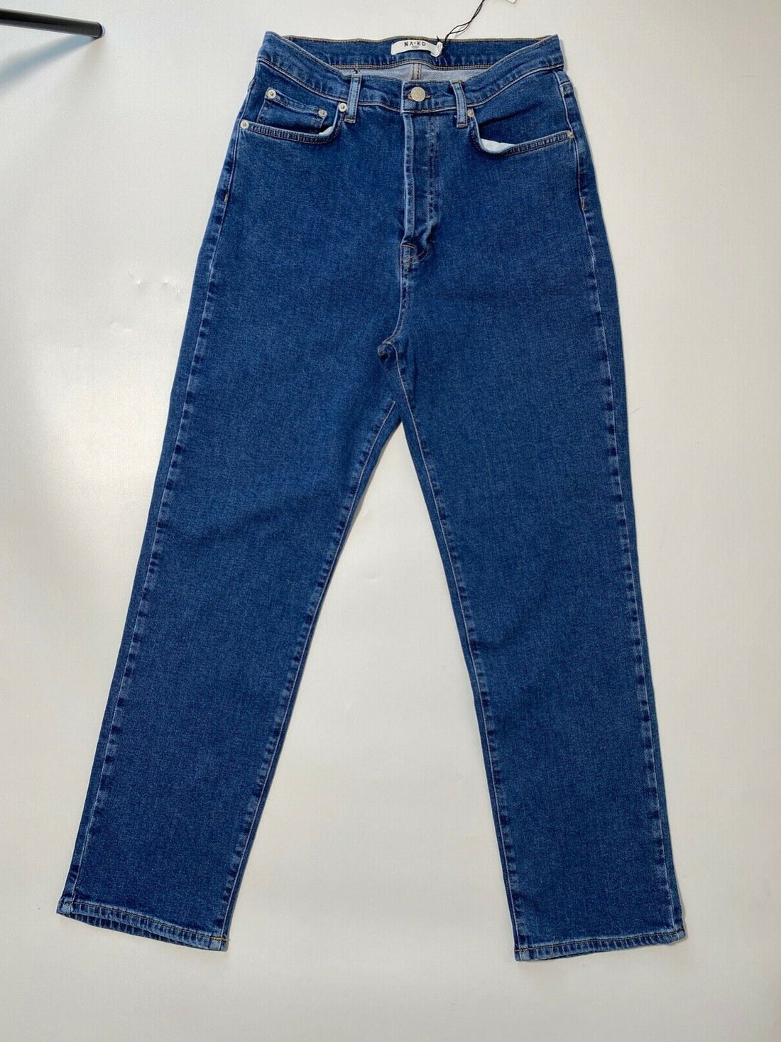 NA-KD High Waist Straight Leg Jeans Blue Sizes 14, 16 - Beagle Boutique Fashion Outlet