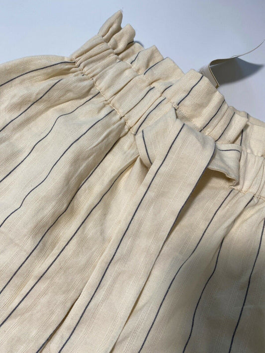 Cotton Beige Paperbag Waist Shorts Striped Size 8