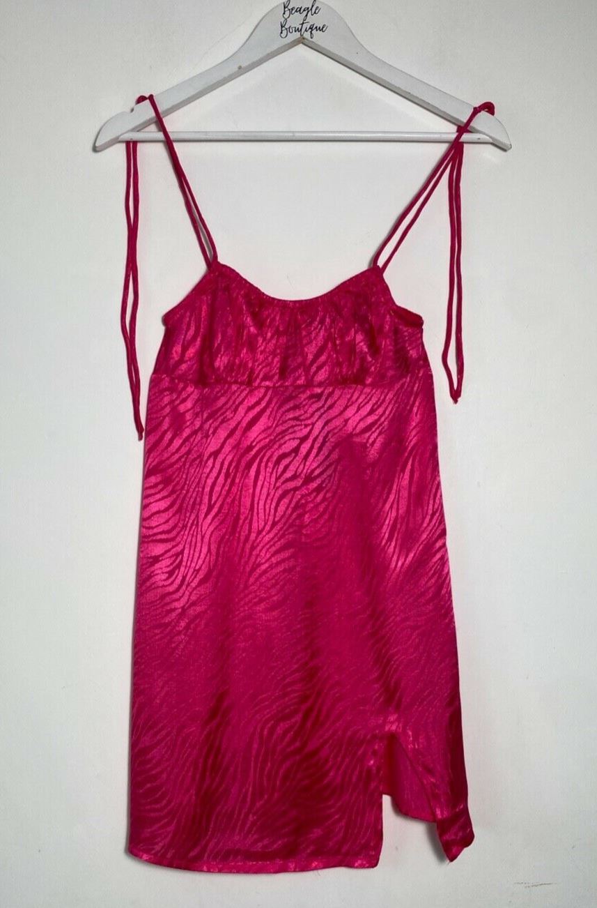 Motel Rocks Adara Dress Atin Sebra Fuschia Dress Size XS - Beagle Boutique Fashion Outlet