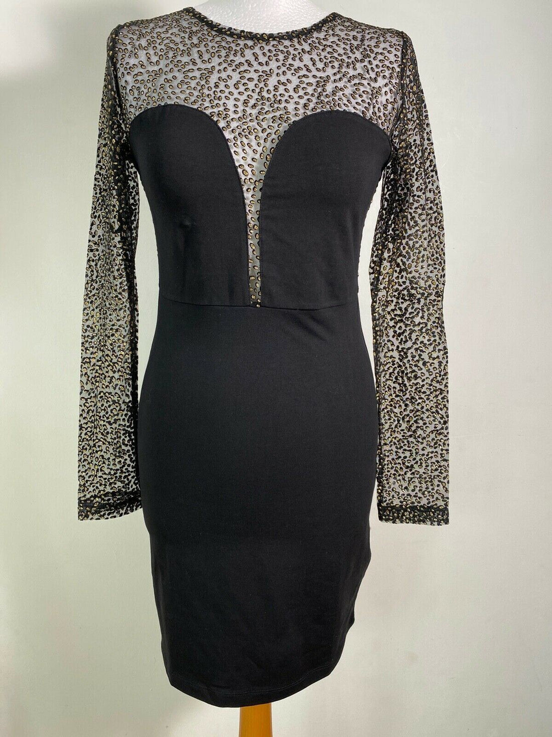 MOTEL ROCKS Moon Dreamer Gold Glitter Mesh Black Dress XS, M - Beagle Boutique Fashion Outlet