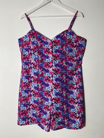 STUDIO Floral Playsuit Size 14 Button Down  / Tie Back - Beagle Boutique Fashion Outlet