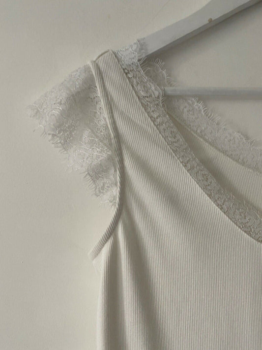 VERY White Vest Lace Detail Size 14
