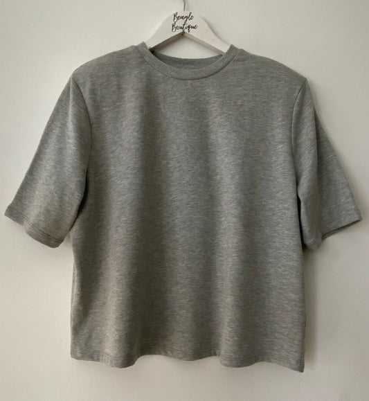 VERY Grey Short Sleeve Sweet Top Size 18 Boxy - Beagle Boutique Fashion Outlet