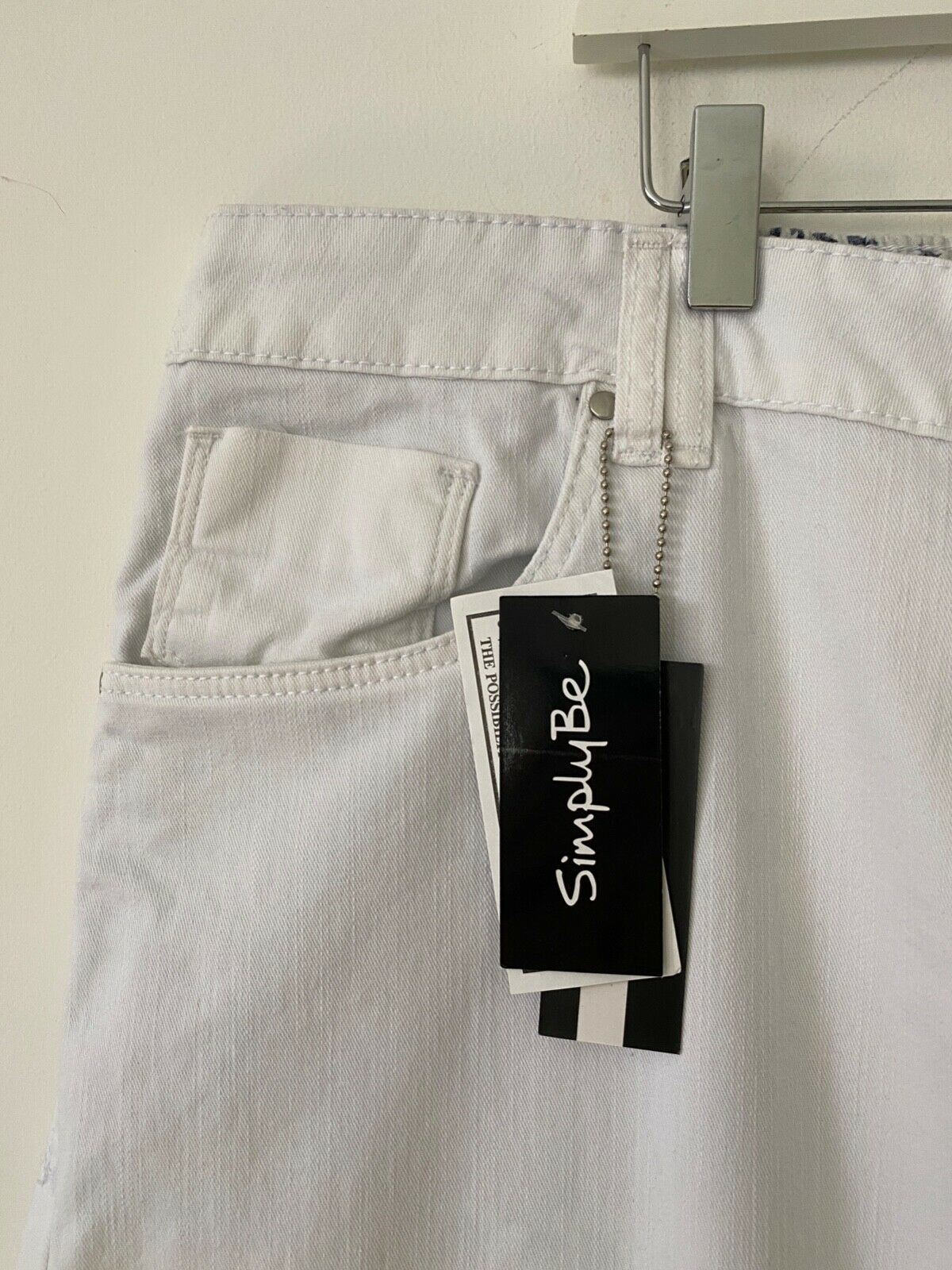 Simply Be Elle Straight White Jeans Size 26