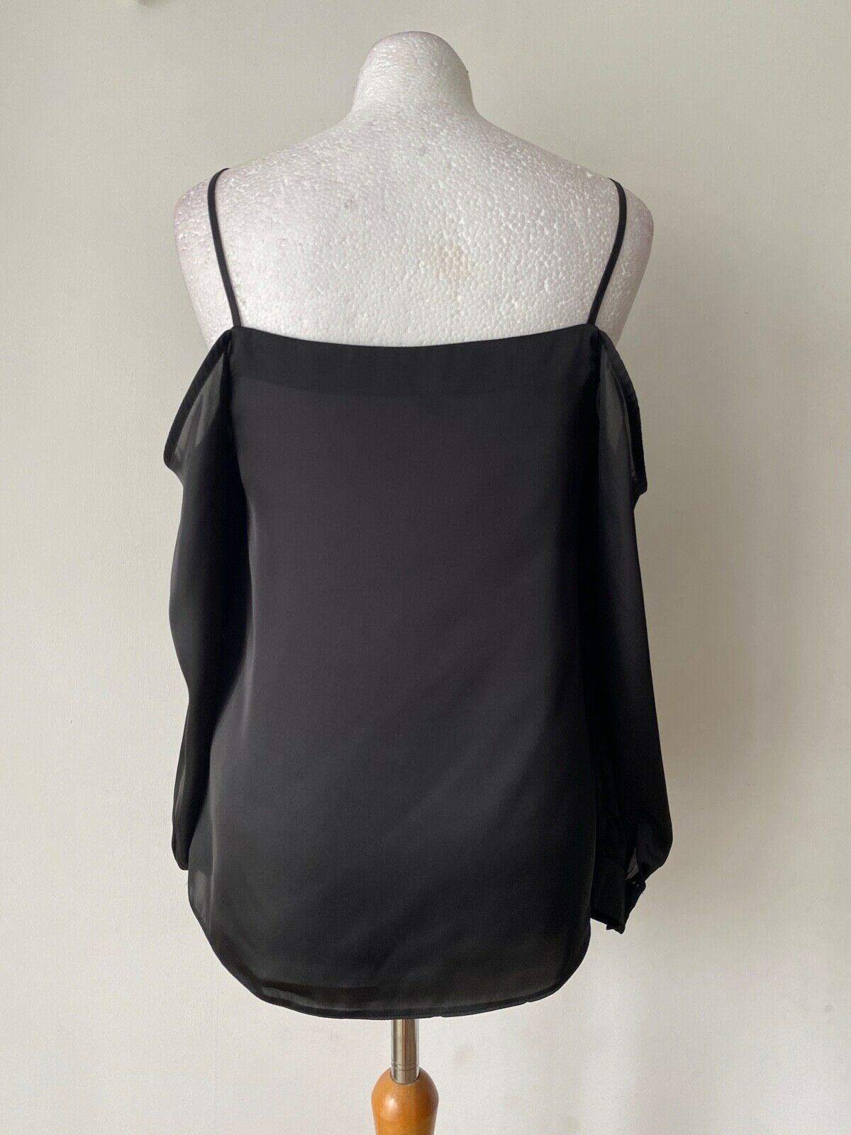 Lipsy Satin Cold Shoulder Blouse Size 10 Black