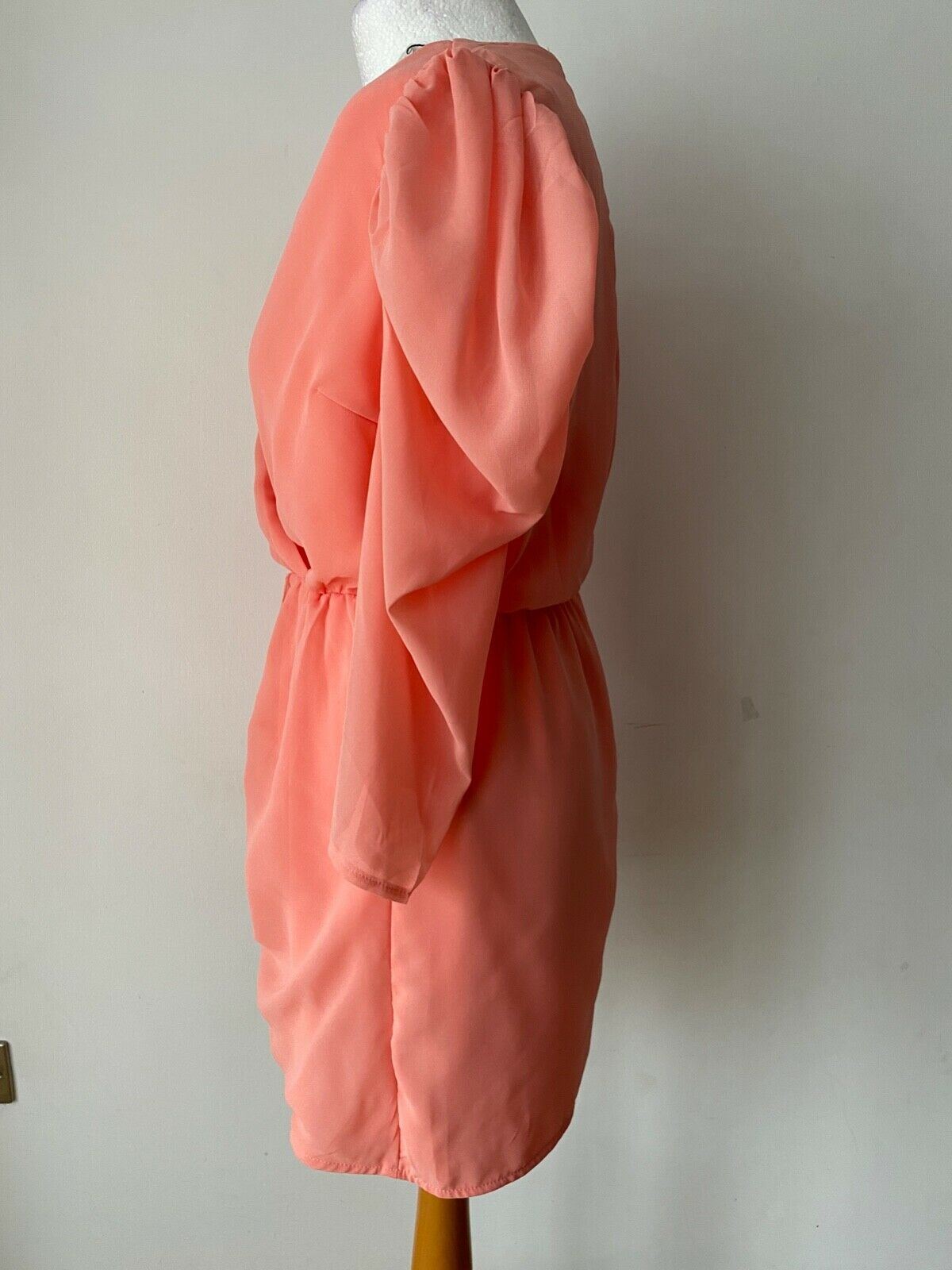 COAST Ruffle Front Chiffon Mini Dress Size 12 UK Peach - Beagle Boutique Fashion Outlet