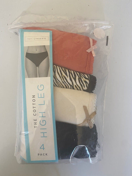 NEXT Lingerie The Cotton High Leg Briefs 4 Pack Knickers Size 6, 10, 14, 18, 22