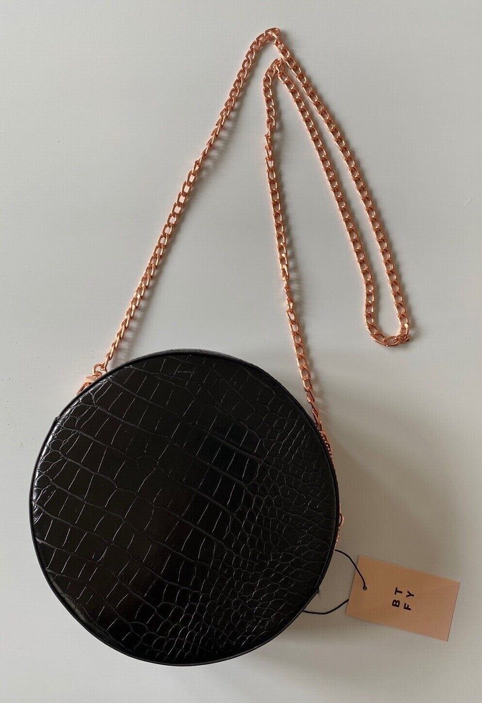 BTFY Mock Croc Round Crossbag Black or Blush Handbag