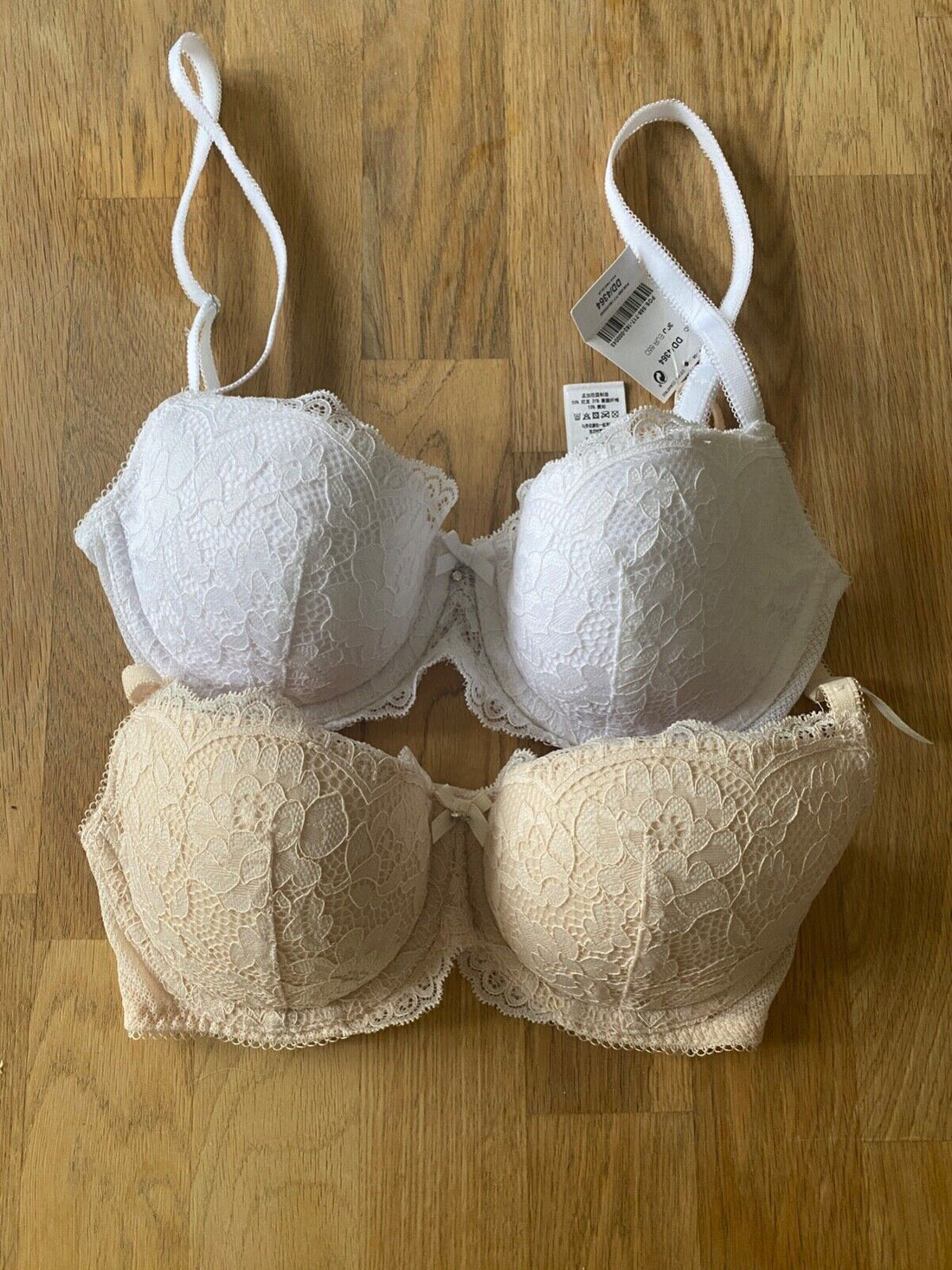 NEXT Lingerie Phoebe 2 Pack Lace Padded Bra's White and Beige 30D - BB Fashion Outlet