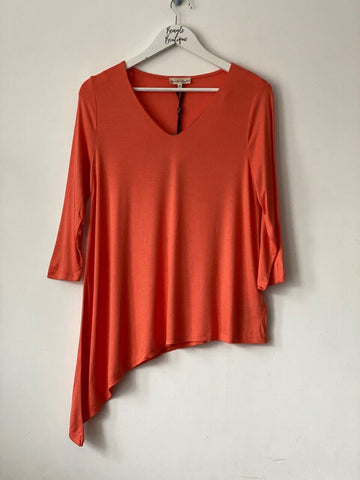 Ex. High St V-Neck Top Bright Peach Asymmetric Size 10 - BB Fashion Outlet