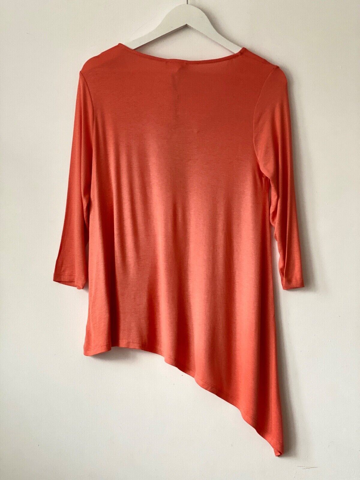 Ex. High St V-Neck Top Bright Peach Asymmetric Size 10 - BB Fashion Outlet