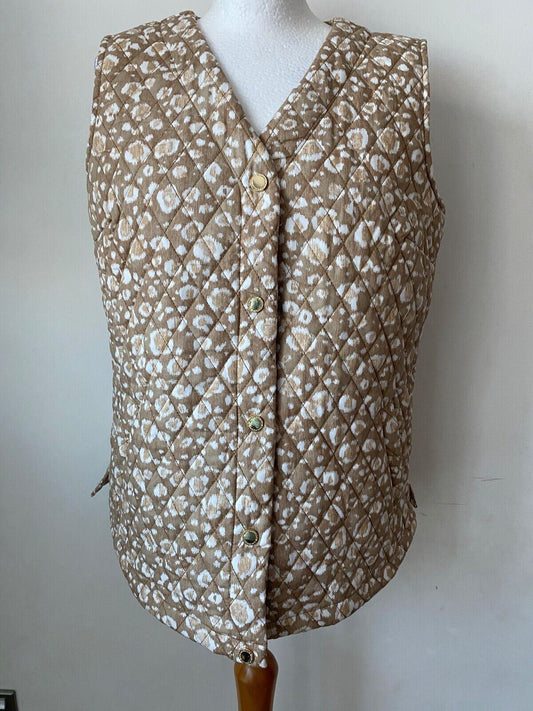 Isaac Mizrahi Live! Quilted Cotton Vest Gilet Sizes S & M Green, Blue or Brown