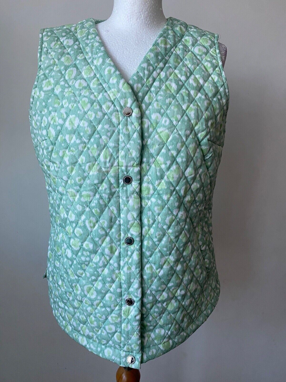 Isaac Mizrahi Live! Quilted Cotton Vest Gilet Sizes S & M Green, Blue or Brown - BB Fashion Outlet