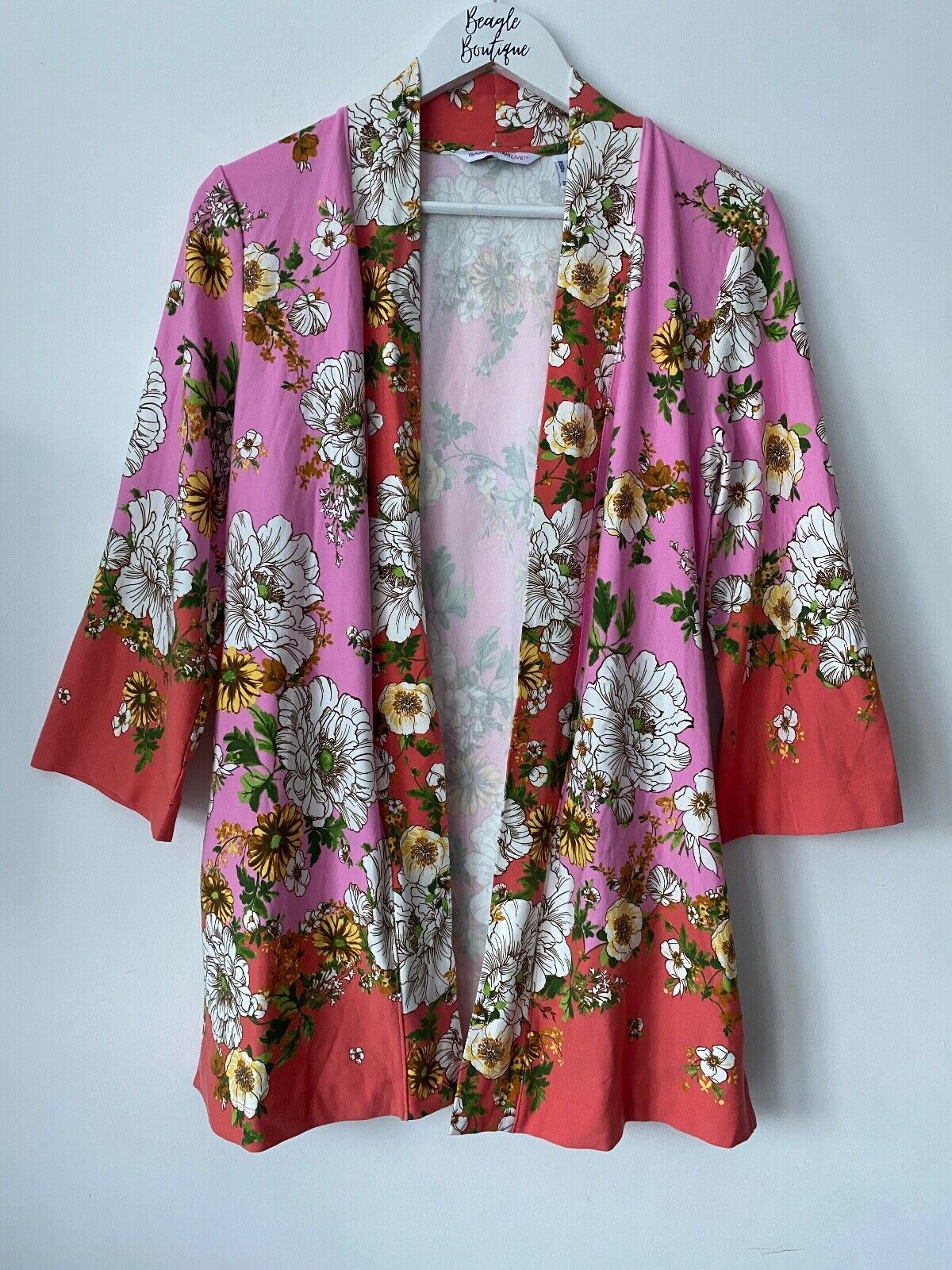 ISAAC MIZRAHI Live! Open Front Print Kimono / Cardigan